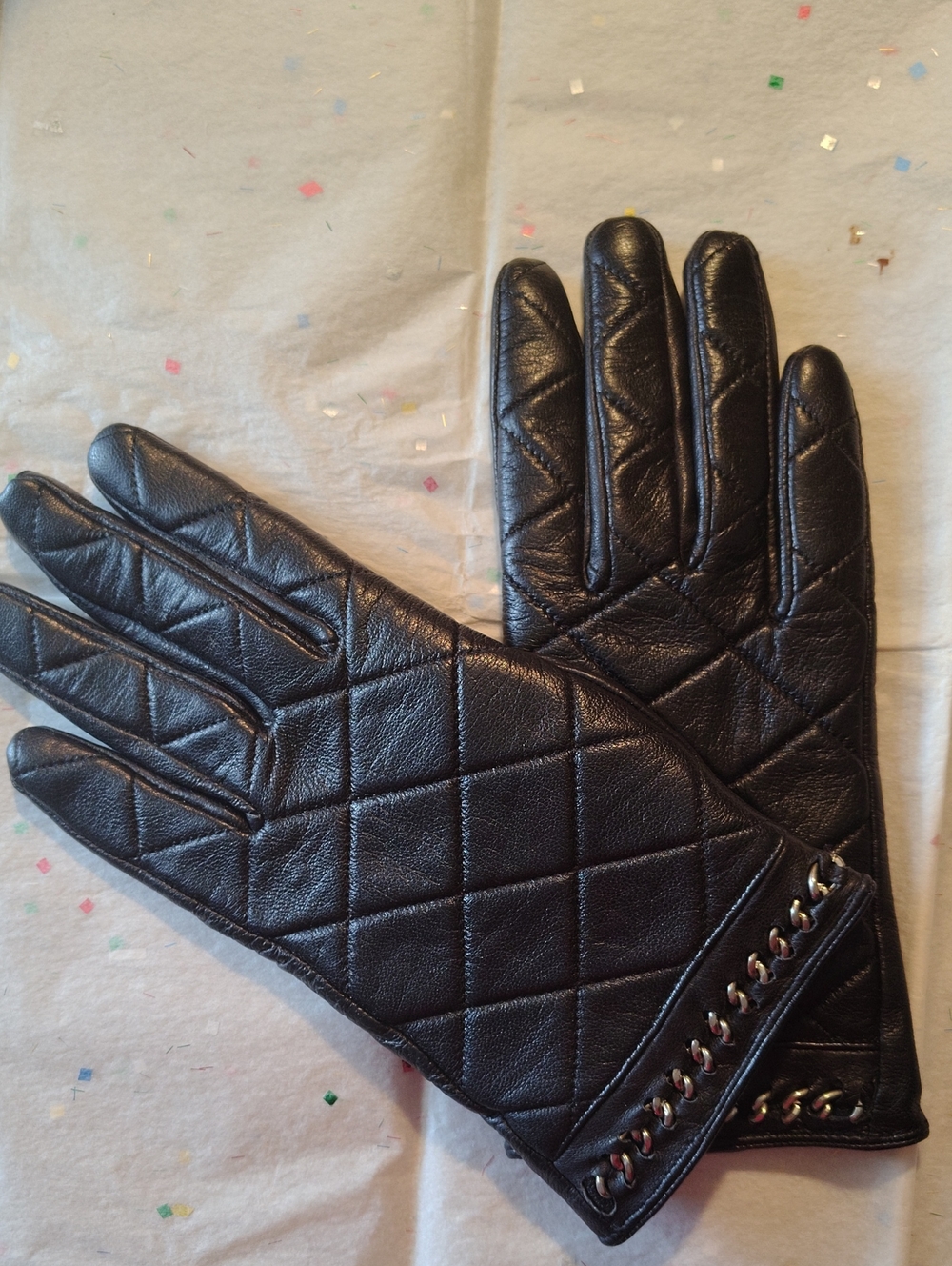 LEATHER GLOVES With CHAIN SIZE L